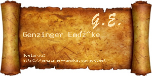 Genzinger Emőke névjegykártya
